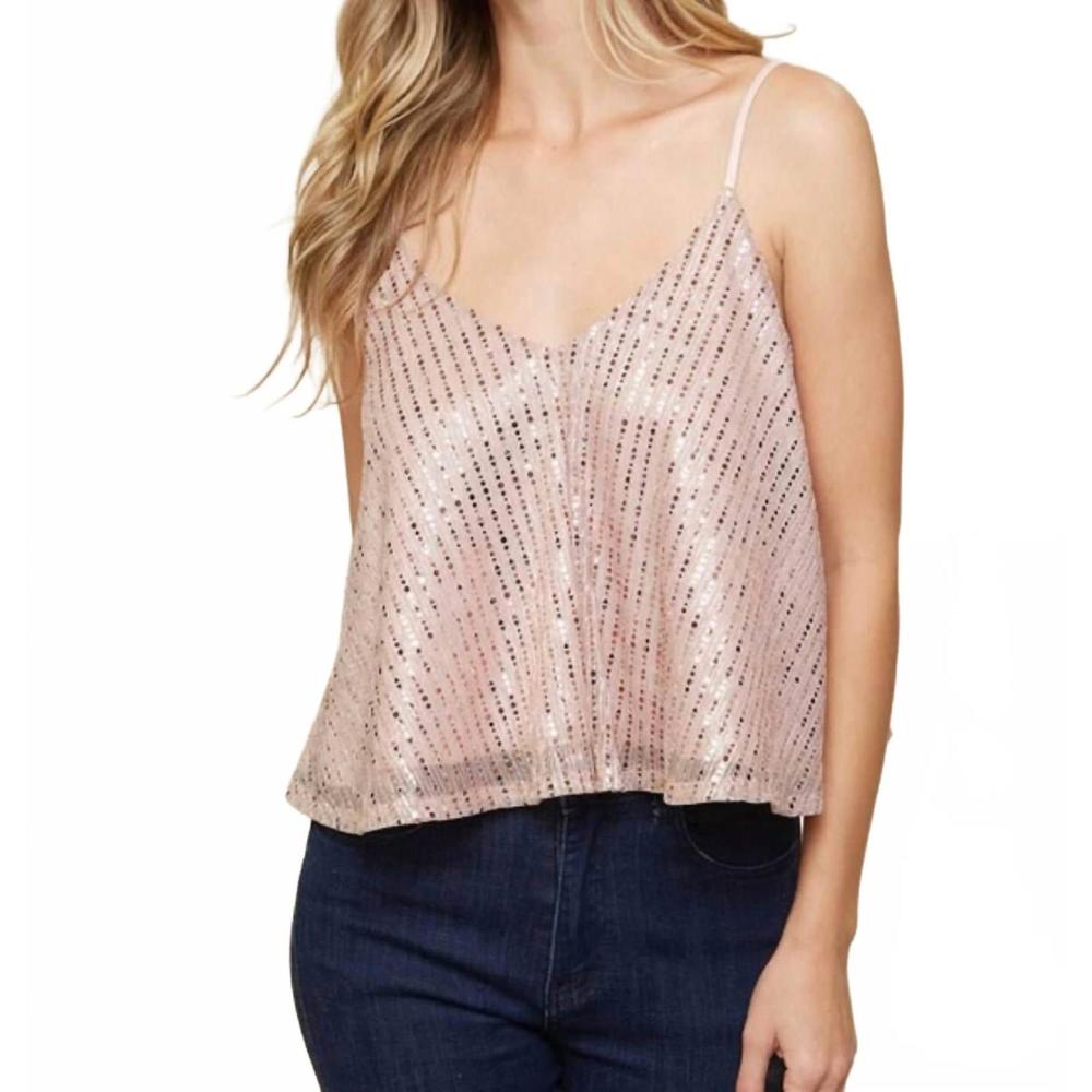 NEW SAINTS & HEARTS skylar sequin adjustable strap tank top in pink